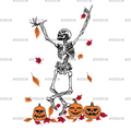 Leaves Are Falling Skeleton Is Dancing-1 DTF Transfer
