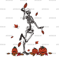 Leaves Are Falling Skeleton Is Dancing-2 DTF Transfer