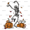 Leaves Are Falling Skeleton Is Dancing-3 DTF Transfer