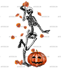 Leaves Are Falling Skeleton Is Dancing-4 DTF Transfer