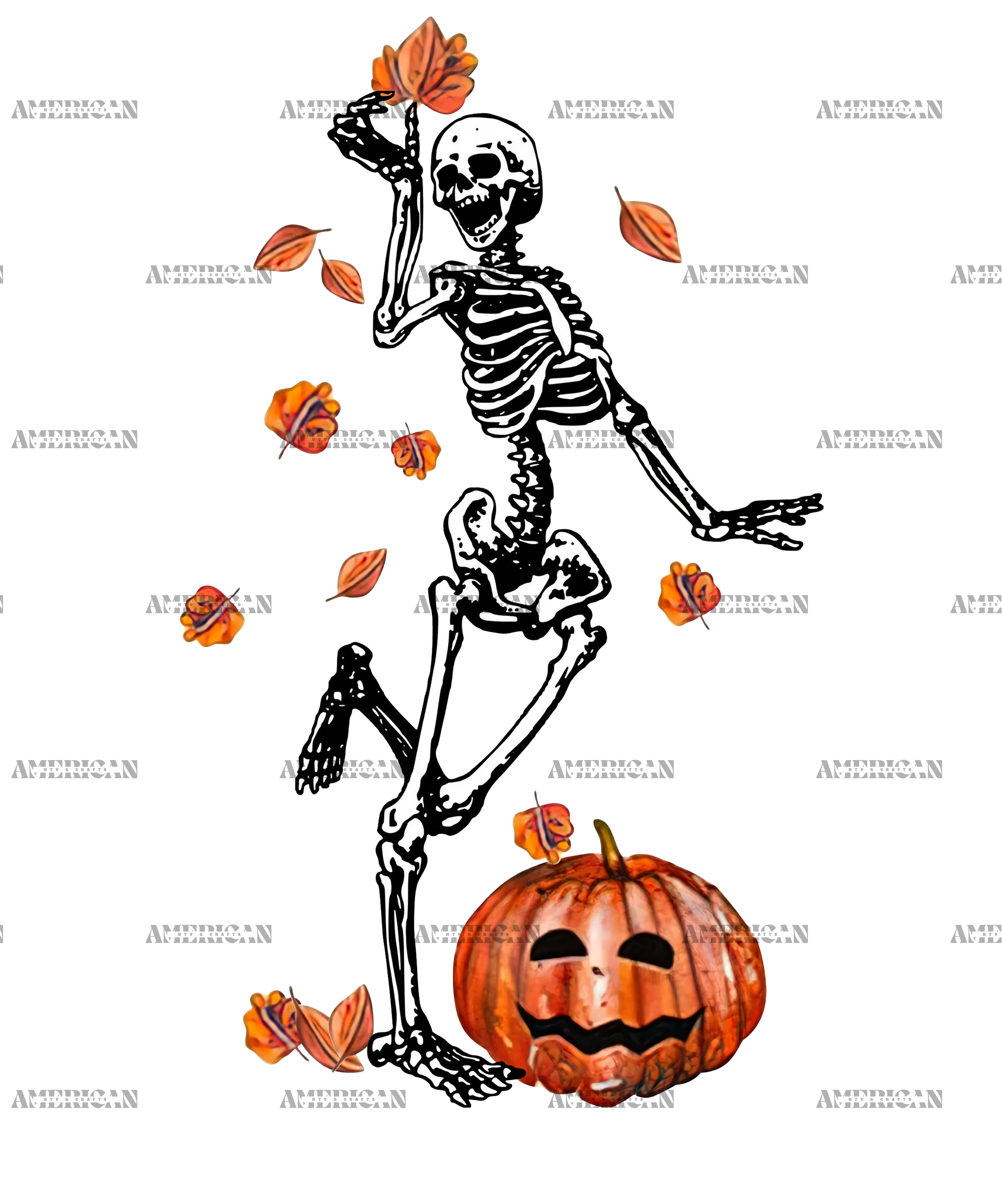 Leaves Are Falling Skeleton Is Dancing-4 DTF Transfer