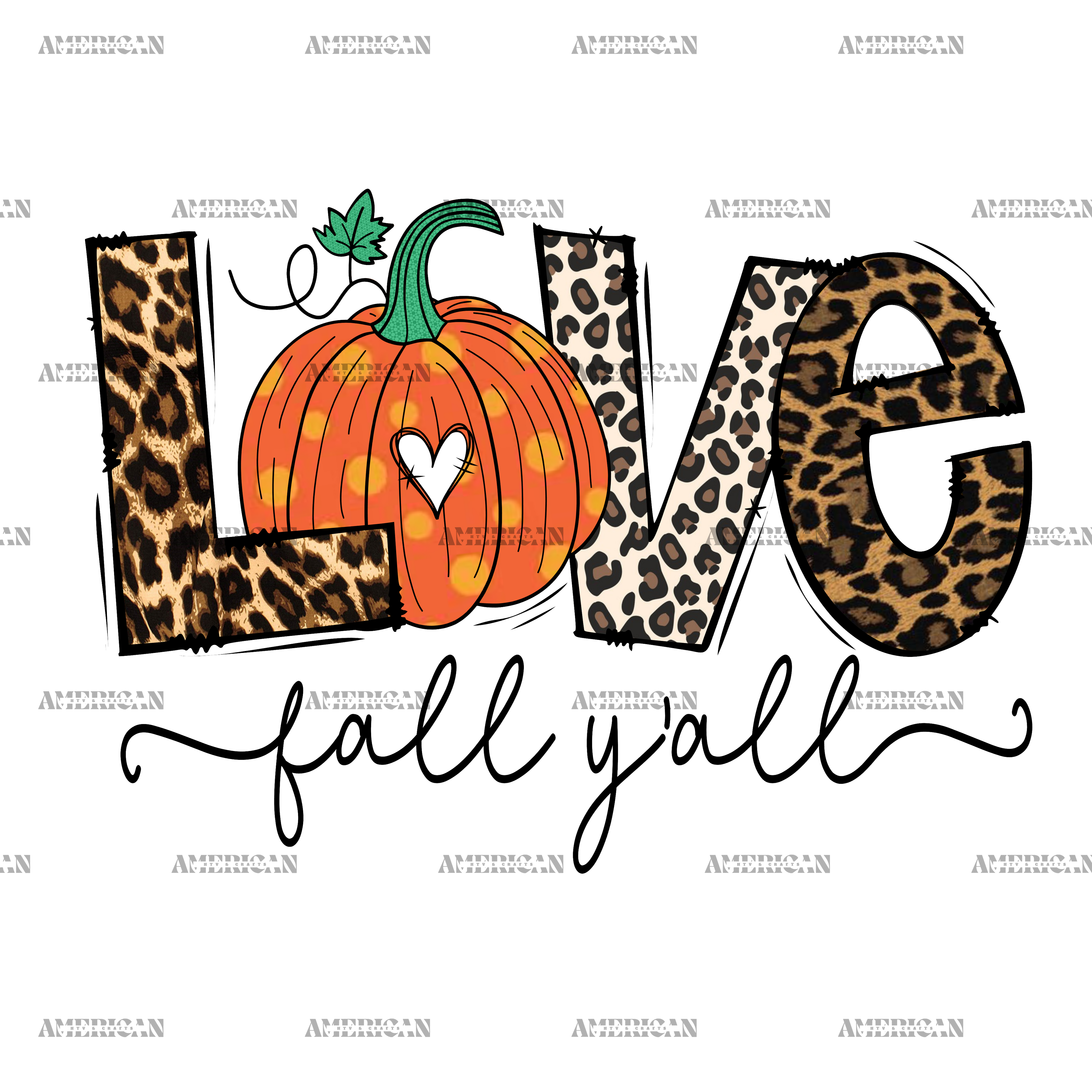 Love Fall Yall Pumpkin-2 DTF Transfer