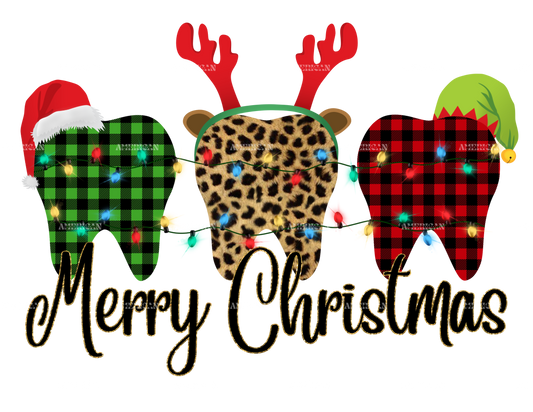 Merry Christmas Dental DTF Transfer