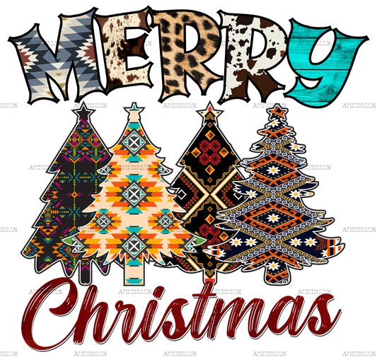 Merry Christmas Trees DTF Transfer