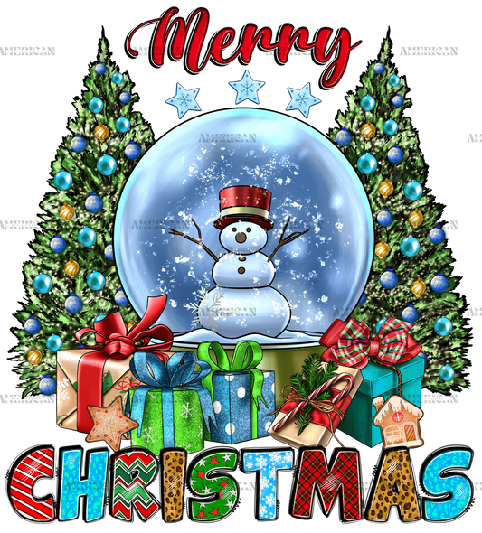 Merry Christmas With Snow Globe DTF Transfer
