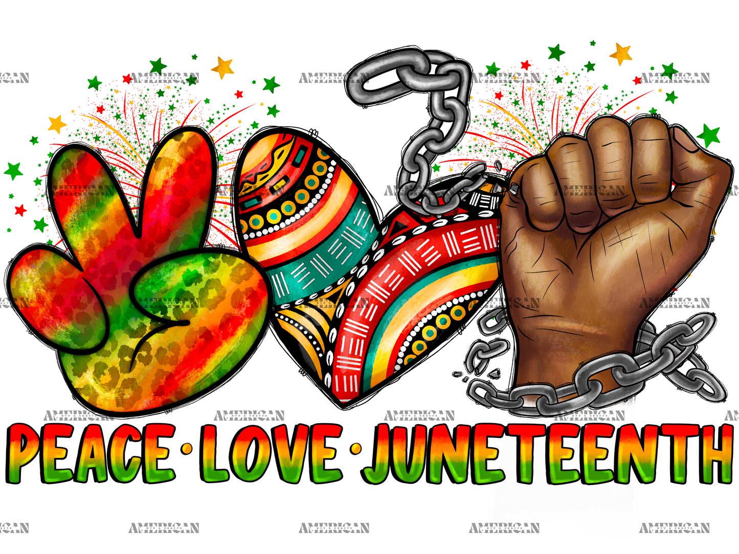 Peace Love Juneteenth-3 DTF Transfer