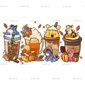 Pooh Fall Latte DTF Transfer