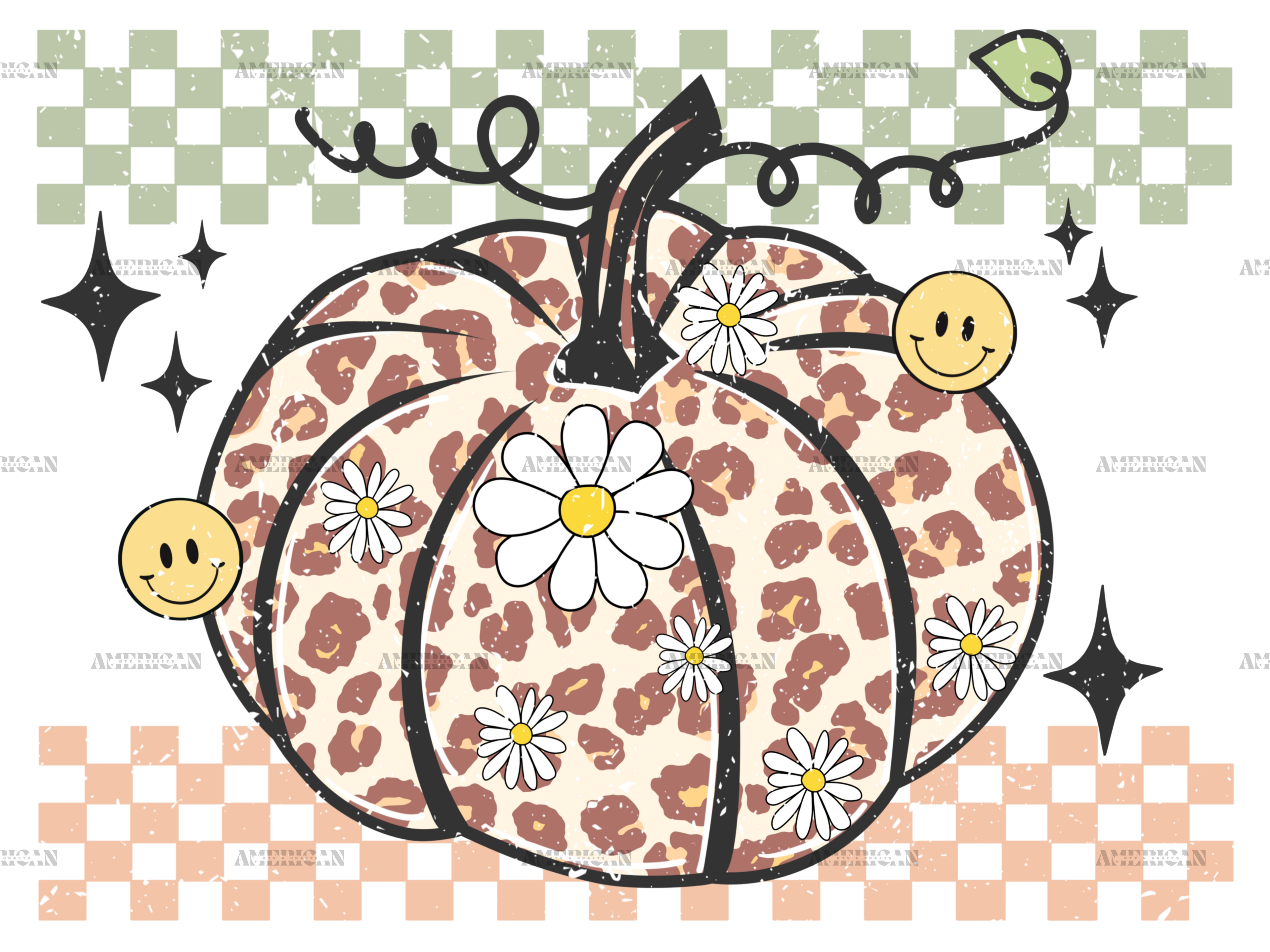 Pumpkin Checker DTF Transfer