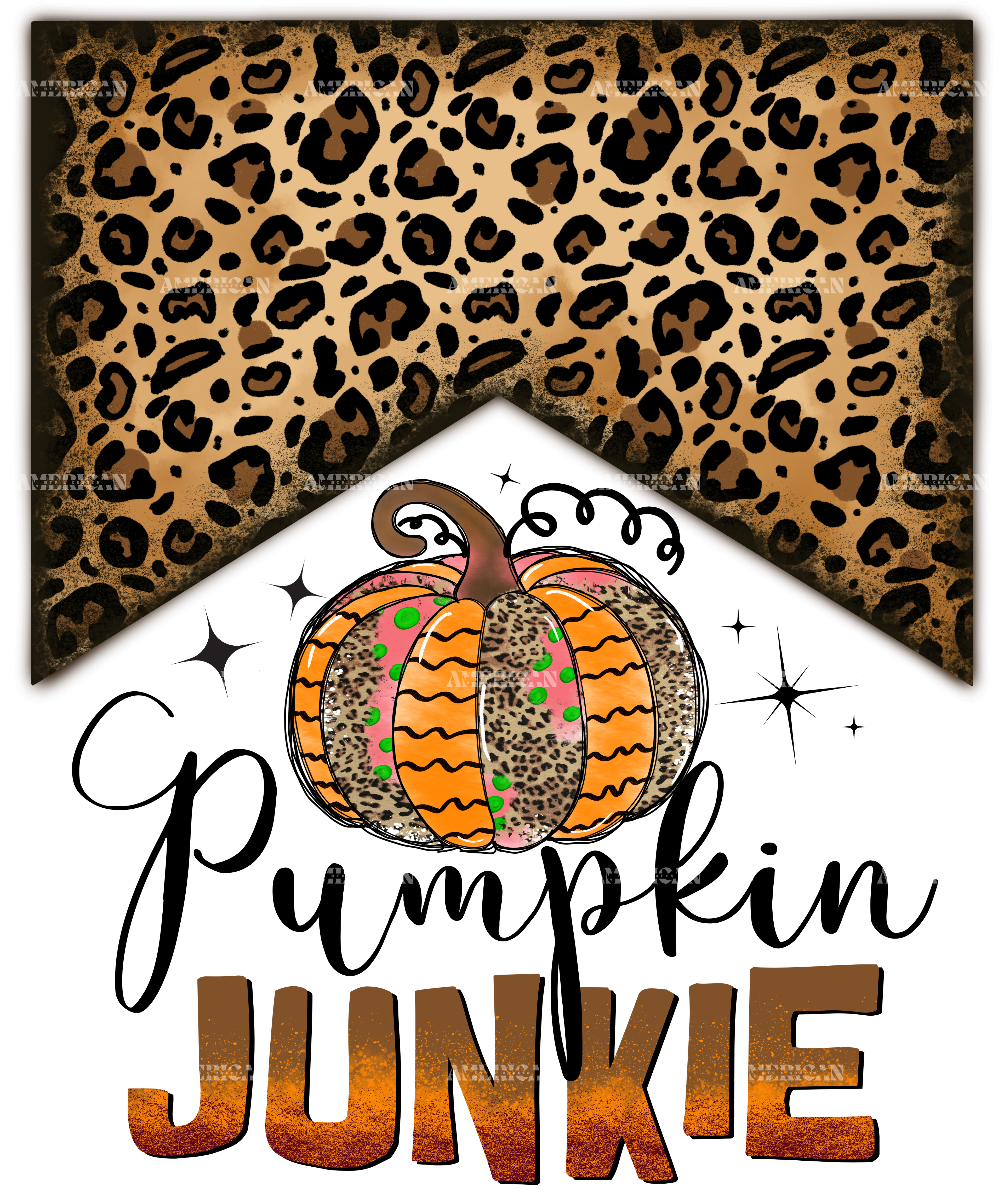 Pumpkin Junkie Leapord DTF Transfer