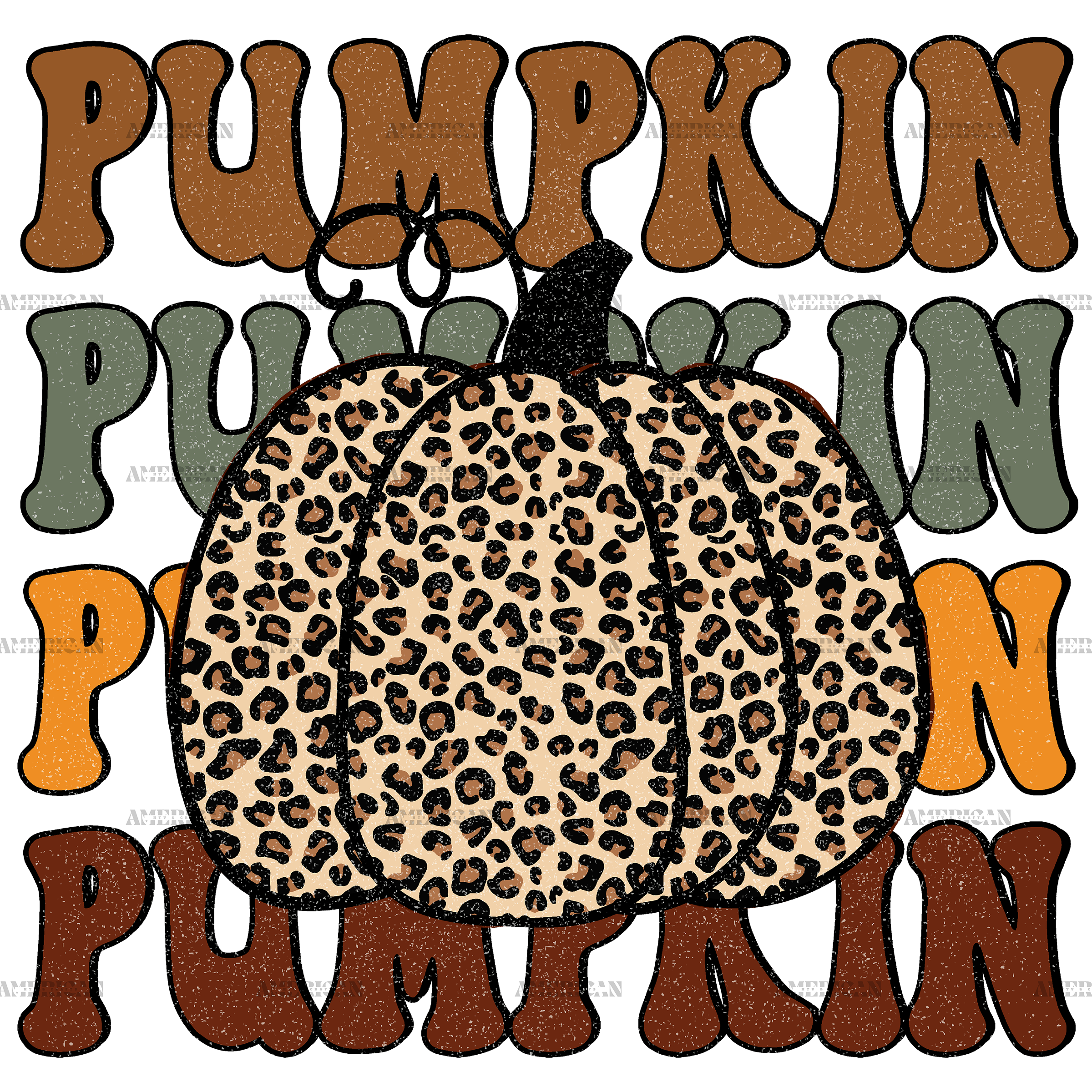 Pumpkin Leopard Dotted DTF Transfer
