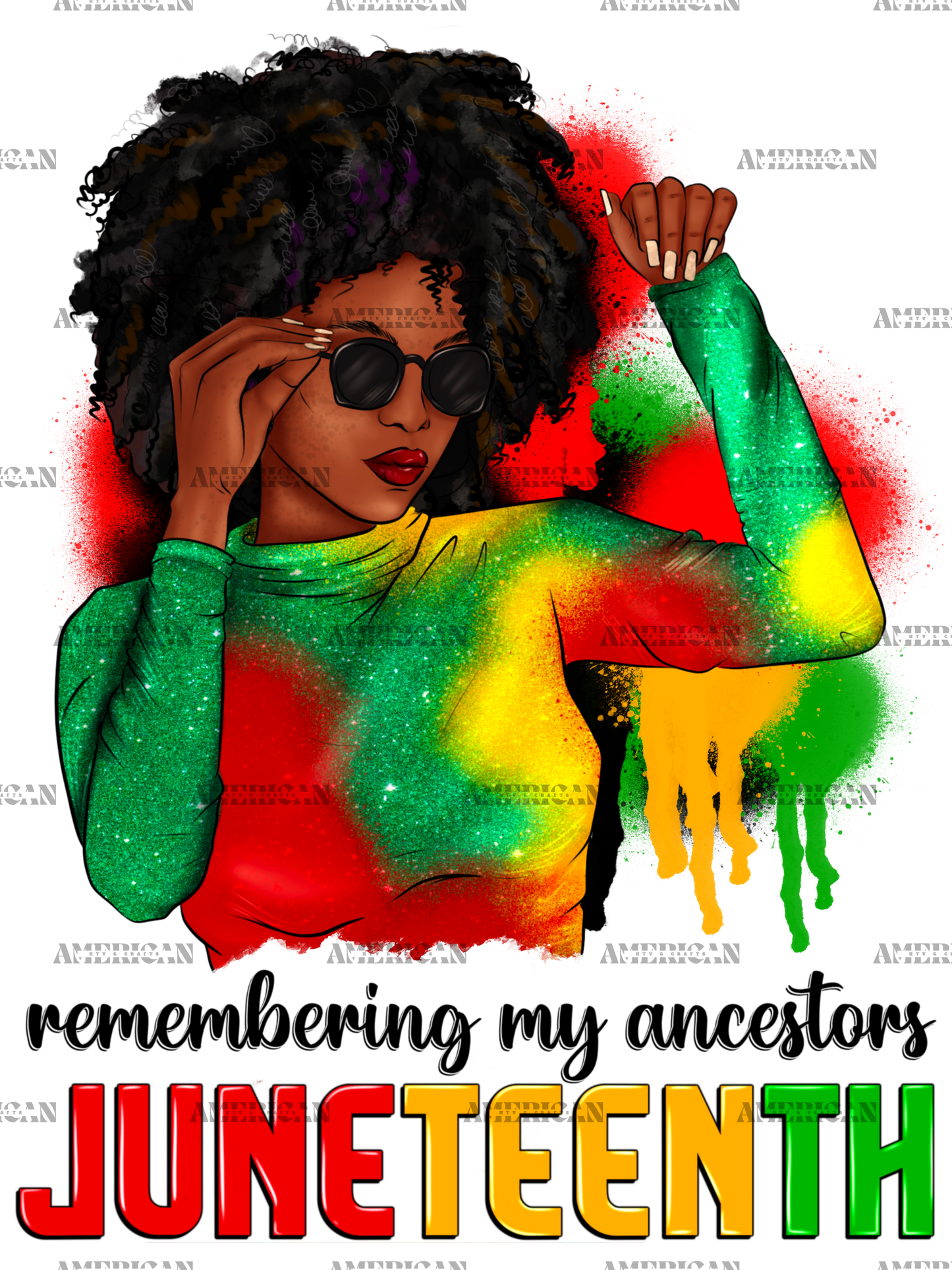 Remembering My Ancestors Juneteenth Afro Woman-1 DTF Transfer