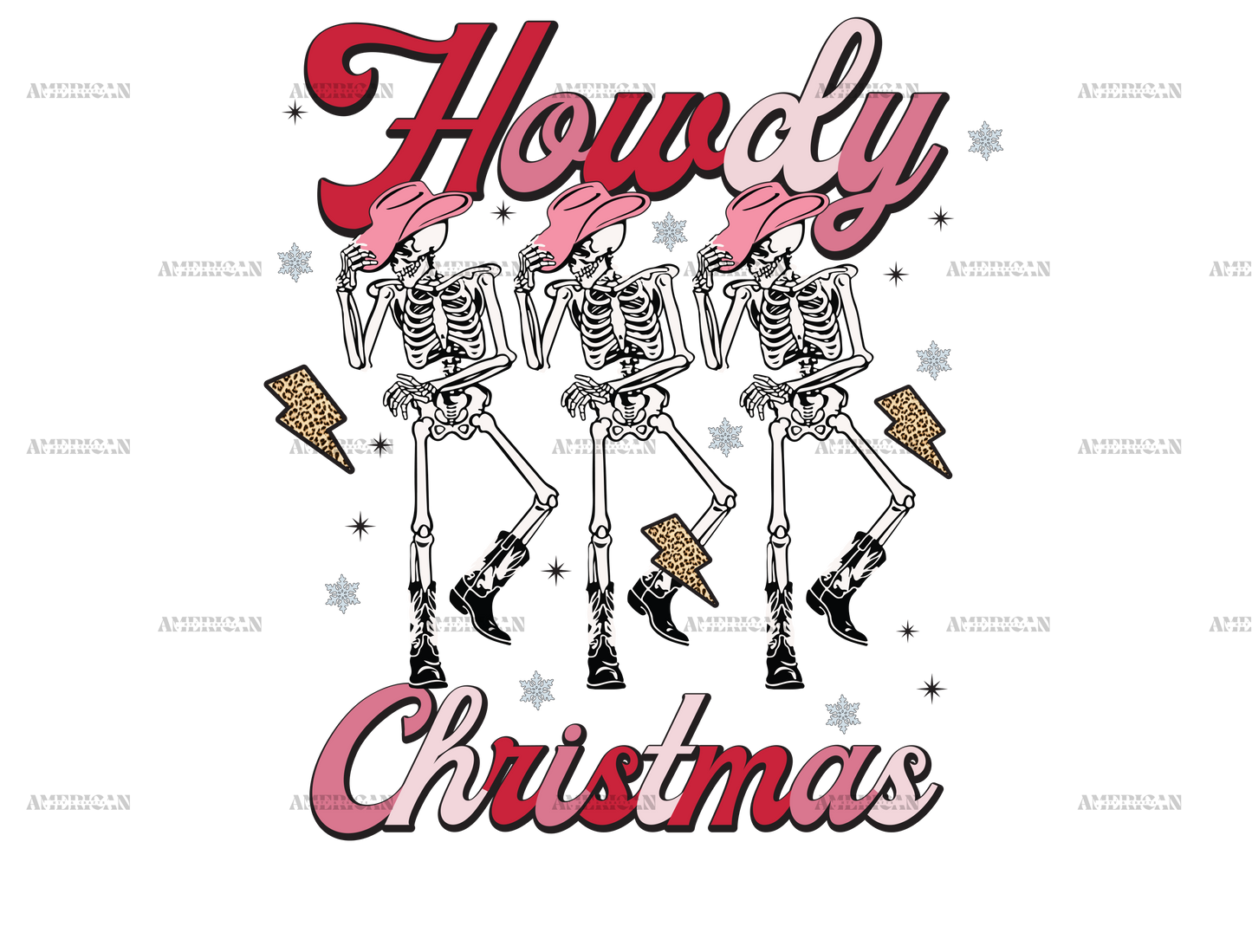 Skeleton Howdy Christmas DTF Transfer