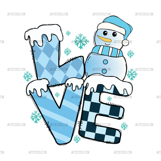 Snowman Love-2 DTF Transfer