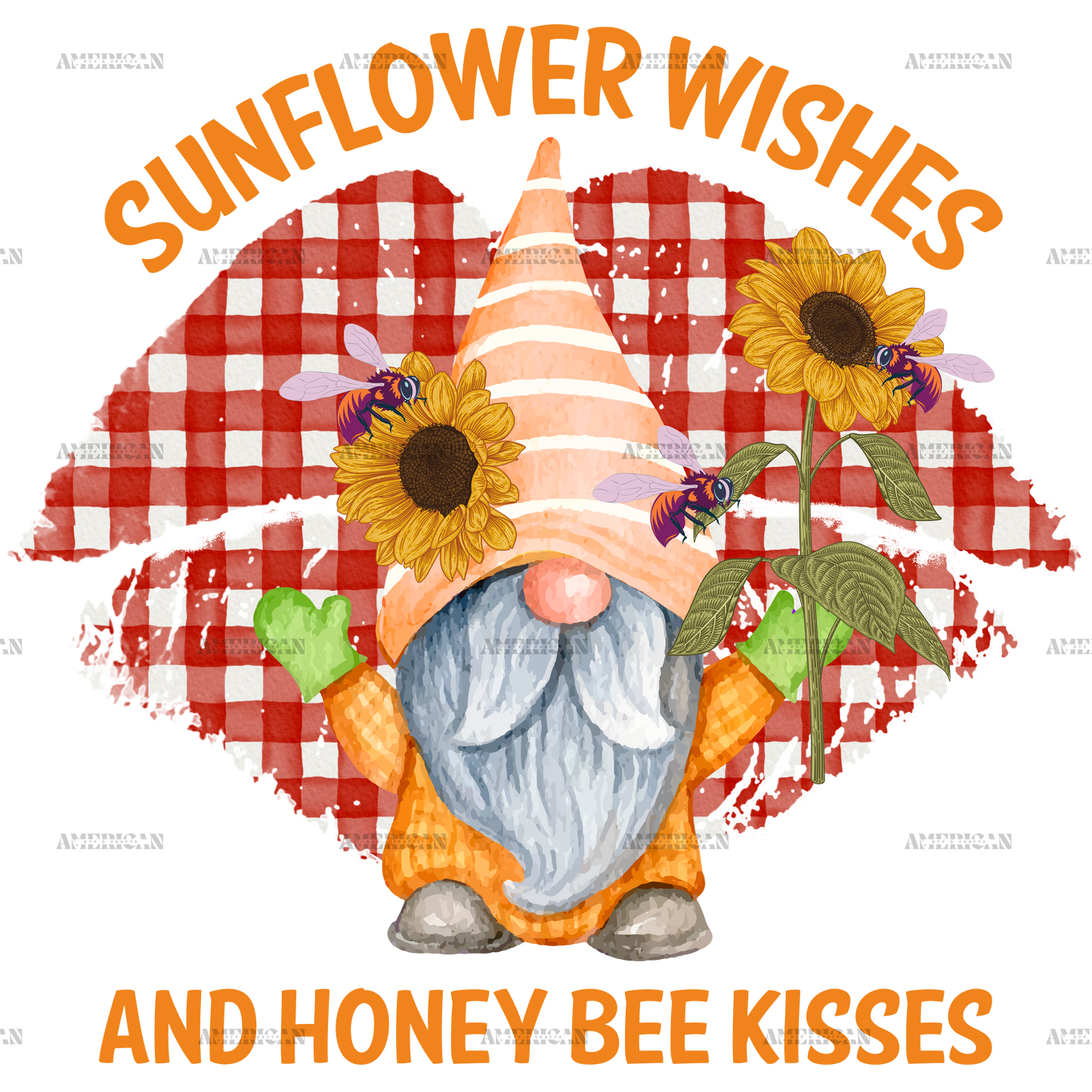 Sunflower Wishes Honey Bee Kisses DTF Transfer