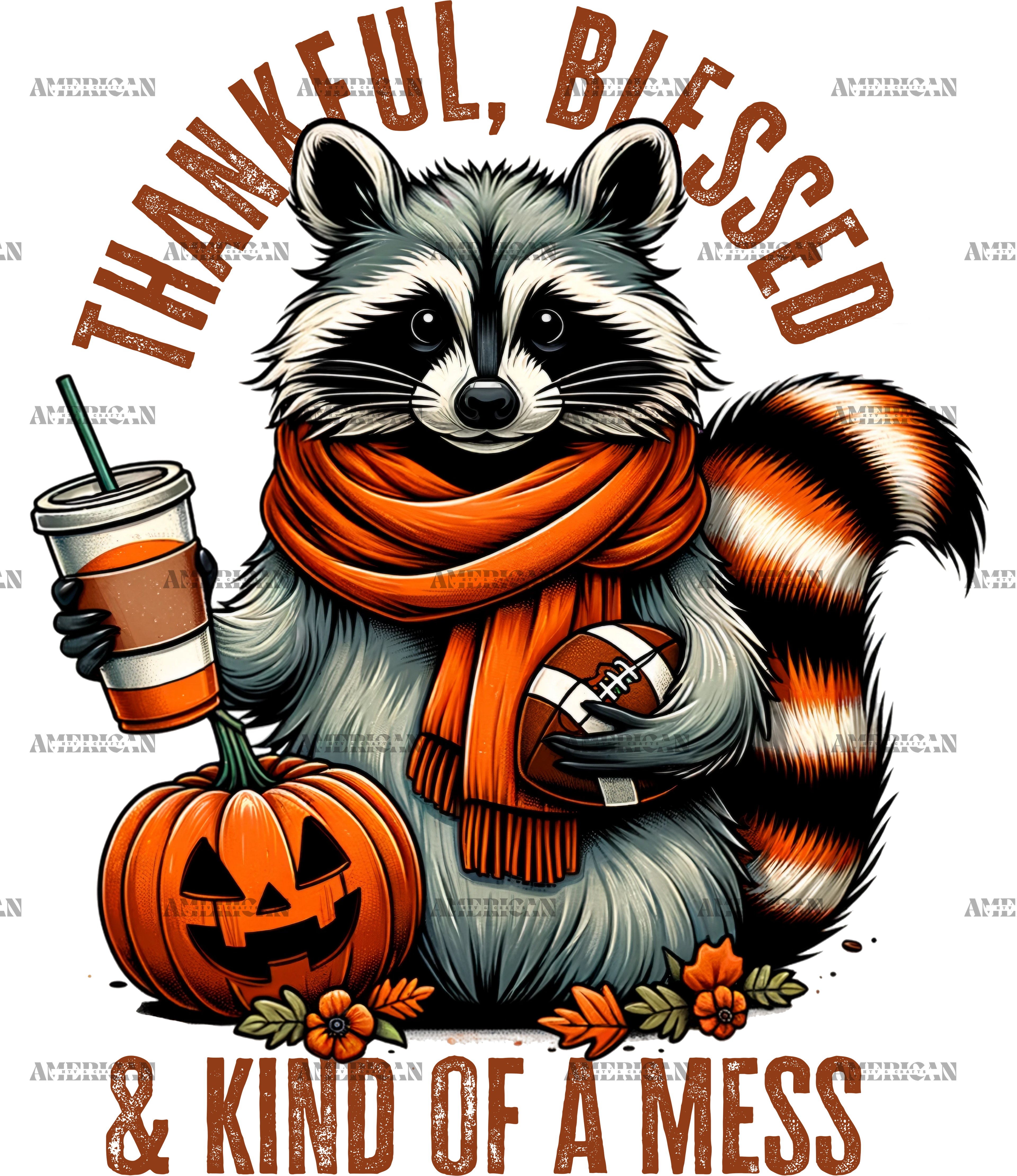 Thankful Blessed Racoon DTF Transfer