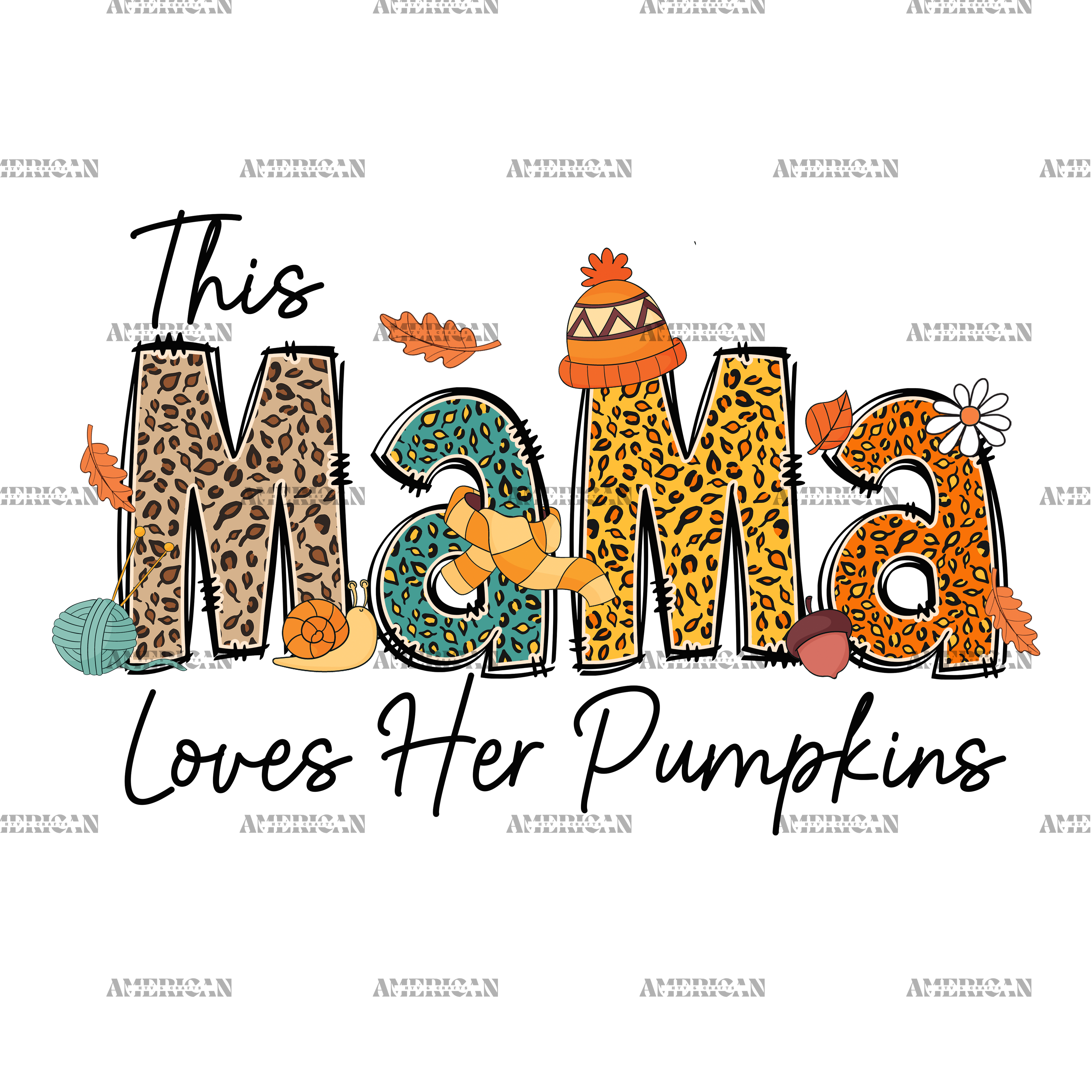 This Mama Loves Her Pumpkins DTF Transfer