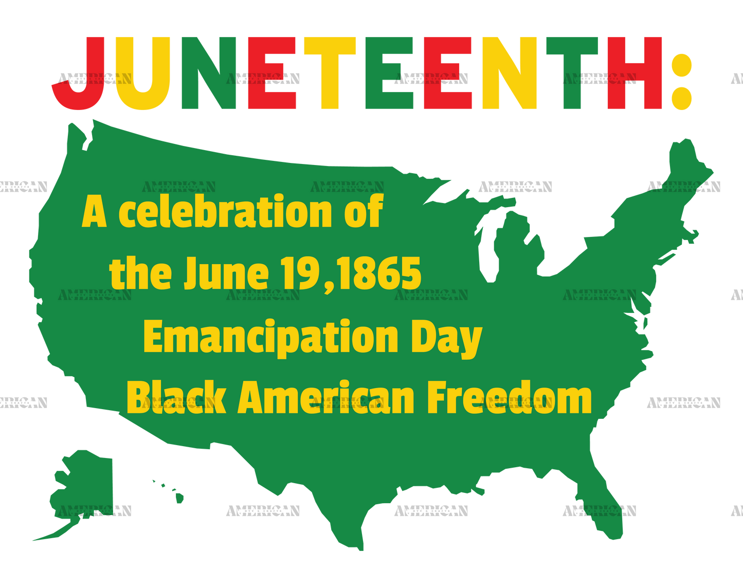 Juneteenth America Map DTF Transfer