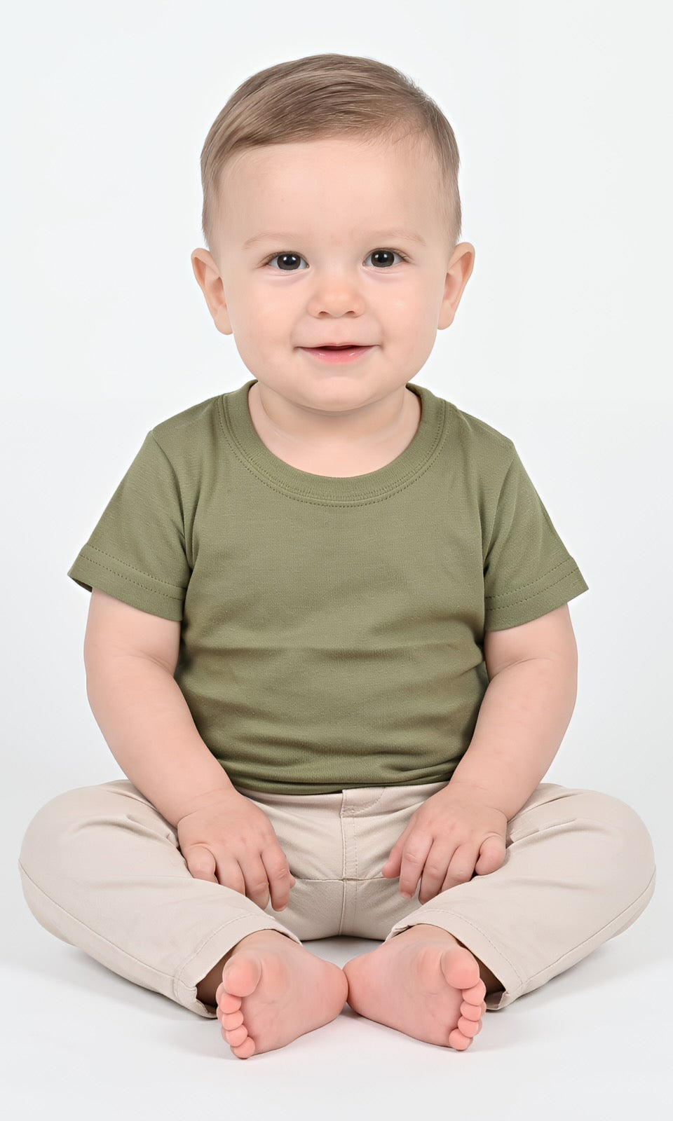 Toddler 100% Cotton T-Shirt in Olive