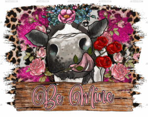 Be Mine Valentine Cow DTF Transfer