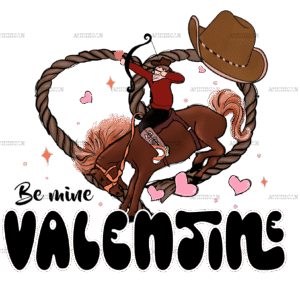 Be Mine Valentine Cowboy DTF Transfer
