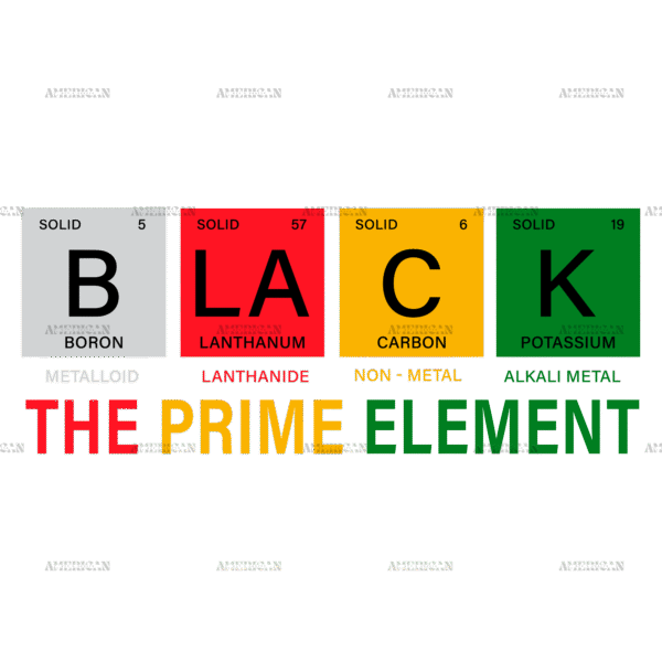 Black The Prime Element-7 DTF Transfer