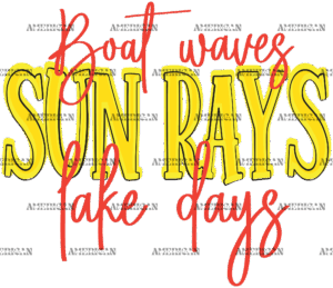 Boat Waves Sun Rays Lake Days DTF Transfer