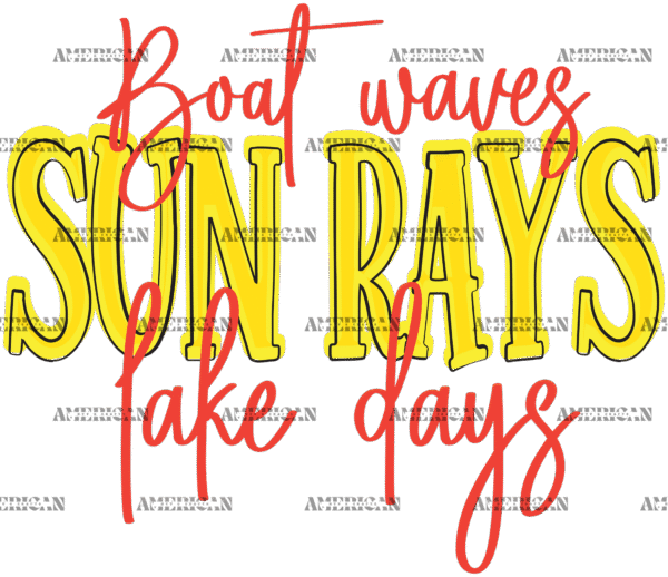 Boat Waves Sun Rays Lake Days DTF Transfer