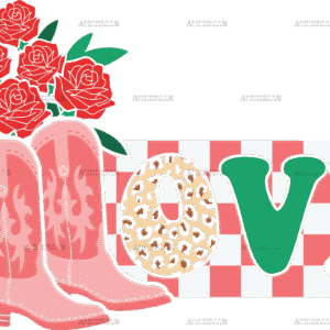 Boots And Roses Love Western Valentines DTF Transfer
