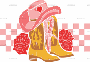 Boots And Roses Western Valentine DTF Transfer