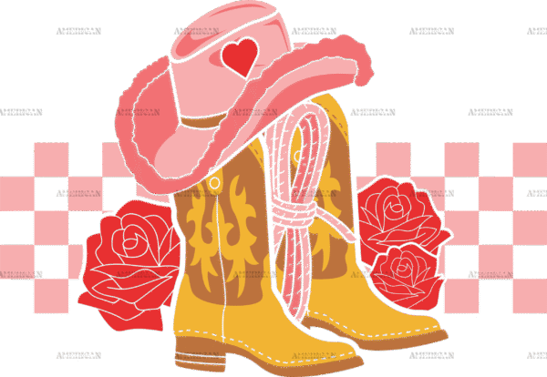 Boots And Roses Western Valentine DTF Transfer
