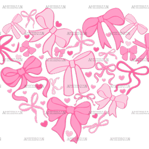 Bows Heart DTF Transfer