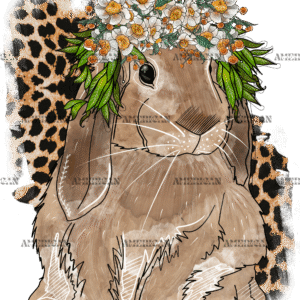 Bunny And Leopard Flowers DTF Transfer