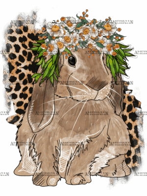 Bunny And Leopard Flowers DTF Transfer