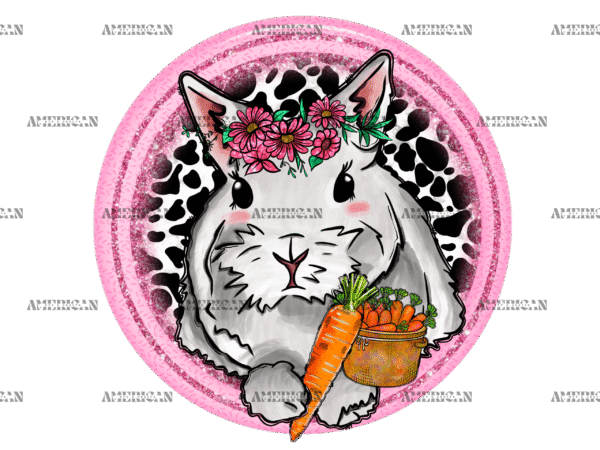 Bunny Cowhide Pink Hallow DTF Transfer