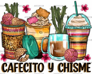 Cafecito Y Chisme Coffee Cups DTF Transfer