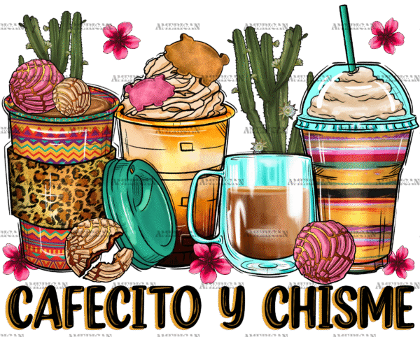 Cafecito Y Chisme Coffee Cups DTF Transfer