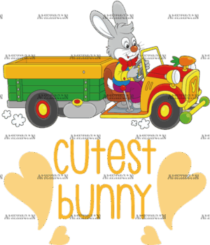 Cutest Bunny Truck DTF Transfer