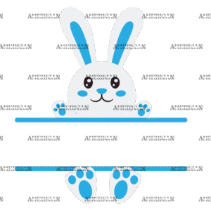 Easter Bunny Name Frame Blue-2 DTF Transfer