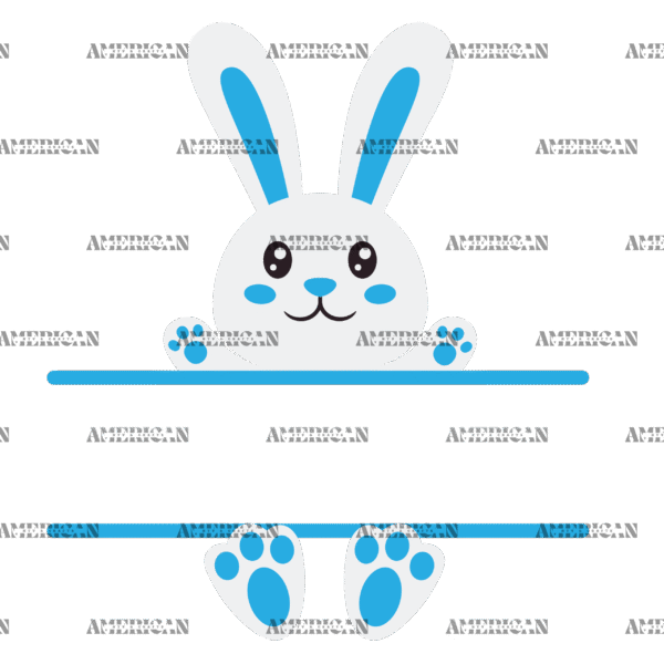 Easter Bunny Name Frame Blue-2 DTF Transfer