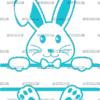 Easter Bunny Name Frame Blue-3 DTF Transfer