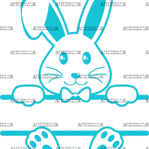 Easter Bunny Name Frame Blue-3 DTF Transfer
