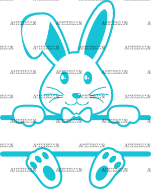 Easter Bunny Name Frame Blue-3 DTF Transfer