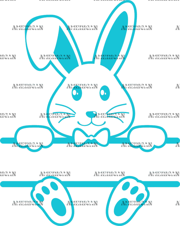 Easter Bunny Name Frame Blue-3 DTF Transfer