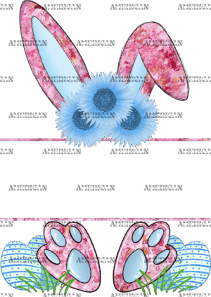 Easter Bunny Name Frame Blue-5 DTF Transfer