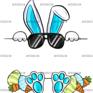 Easter Bunny Name Frame Blue DTF Transfer