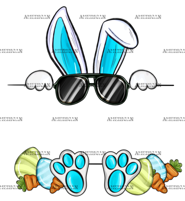 Easter Bunny Name Frame Blue DTF Transfer