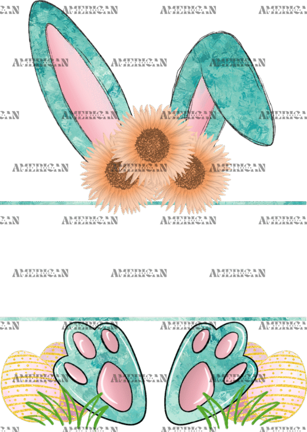 Easter Bunny Name Frame Green DTF Transfer
