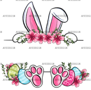 Easter Bunny Name Frame Pink DTF Transfer