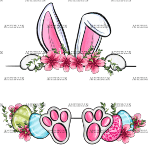 Easter Bunny Name Frame Pink DTF Transfer