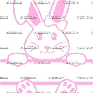 Easter Bunny Name Frame Pink-5 DTF Transfer